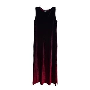 Vintage Kathie Lee Maxi Dress Velvet Burgundy Ombre Witchy Whimsigoth Y2K Small